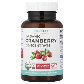 Pure Co., Concentré de canneberge biologique, 500 mg, 60 capsules vegan