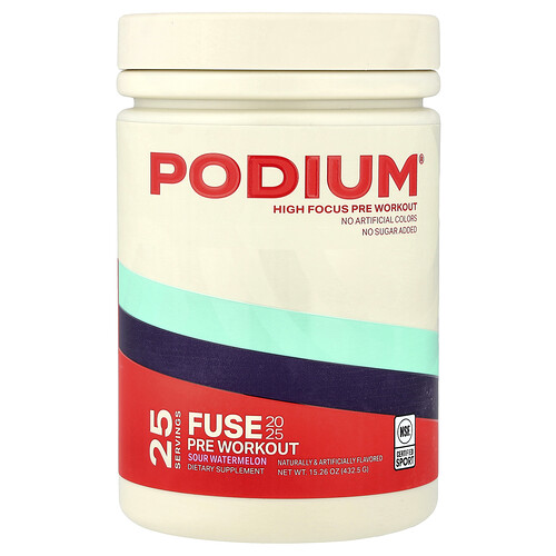 Podium Nutrition Fuse 2025 Pre Workout, Sour Watermelon, 15.26 oz (432.5 g)