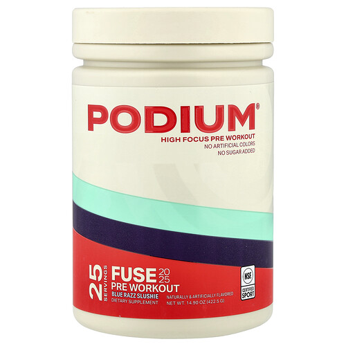 Podium Nutrition, Sicherung 2025 vor dem Training, Blue Razz Slushie, 422,5 g (14,9 oz.)