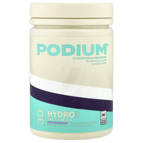 Podium Nutrition Hydro & Salt 2025 + BCAA, Sour Watermelon, 14.82 oz (420 g)
