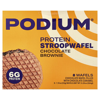 Podium Nutrition, Protein Stroopwafel, Chocolate Brownie, 8 Wafers, 1.16 oz (33 g) Each