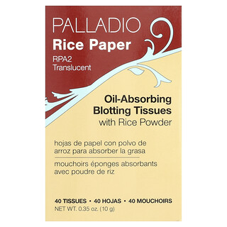 Palladio, Rijstpapier, olieabsorberende vloeipapiertjes, RPA2 doorschijnend, 40 stuks