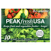 PEAKfresh USA, 野菜・果物用バッグ、再利用可, 10 - 12インチ x 16インチバッグ, 口止めひも付き