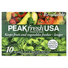 PEAKfresh USA（ピークフレッシュUSA）, 野菜・果物用バッグ、再利用可, 10 - 12インチ x 16インチバッグ, 口止めひも付き