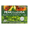 PEAKfresh USA, أكياس منتجات مزودة بأربطة، قابلة لإعادة الاستخدام، 10 أكياس
