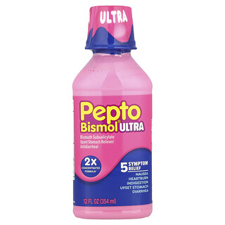 Pepto Bismol, Pepto Bismol® Ultra, Suplemento masticable antidiarreico y para el alivio del malestar estomacal, 354 ml (12 oz. líq.)