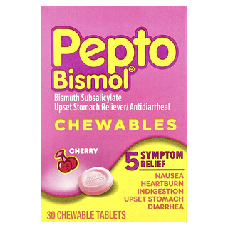 Pepto Bismol, Comprimidos masticables, Cereza, 30 comprimidos masticables (131 mg por comprimido)