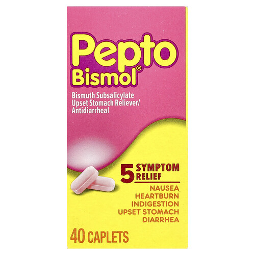 Pepto-Bismol Caplets for Nausea, Heartburn, Indigestion, Upset Stomach, and Diarrhea - 40.0 ea
