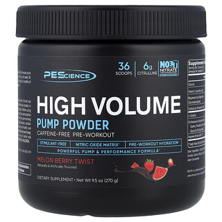 PEScience, Yüksek Hacimli, Pompa Tozu, Kafeinsiz, Kavun Meyveli Twist, 9,5 oz (270 g)