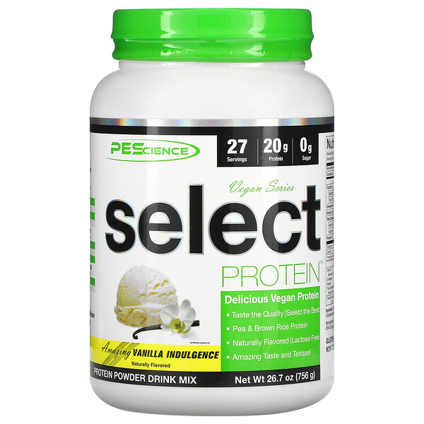 PEScience‏, Vegan Series, Select Protein, Vanilla Indulgence, 26.7 oz (756 g)