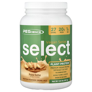بي ساينس‏, Vegan Series ، Select Plant Protein ™ ، زبدة الفول السوداني ، 1.84 رطل (837 جم)