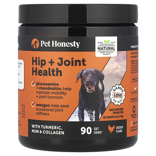 Pet Honesty, Здоровье бедер и суставов, для взрослых собак, курица, 90 жевательных таблеток, 270 г (9,5 унции)