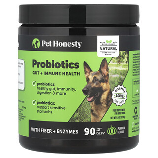 Pet Honesty, Пробиотики, для взрослых собак, тыква, 90 жевательных таблеток, 270 г (9,5 унции)