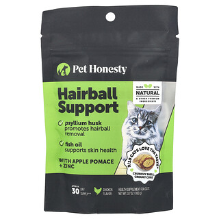 Pet Honesty, Karvapallojen tuki, kissoille, kanaa, 100 g
