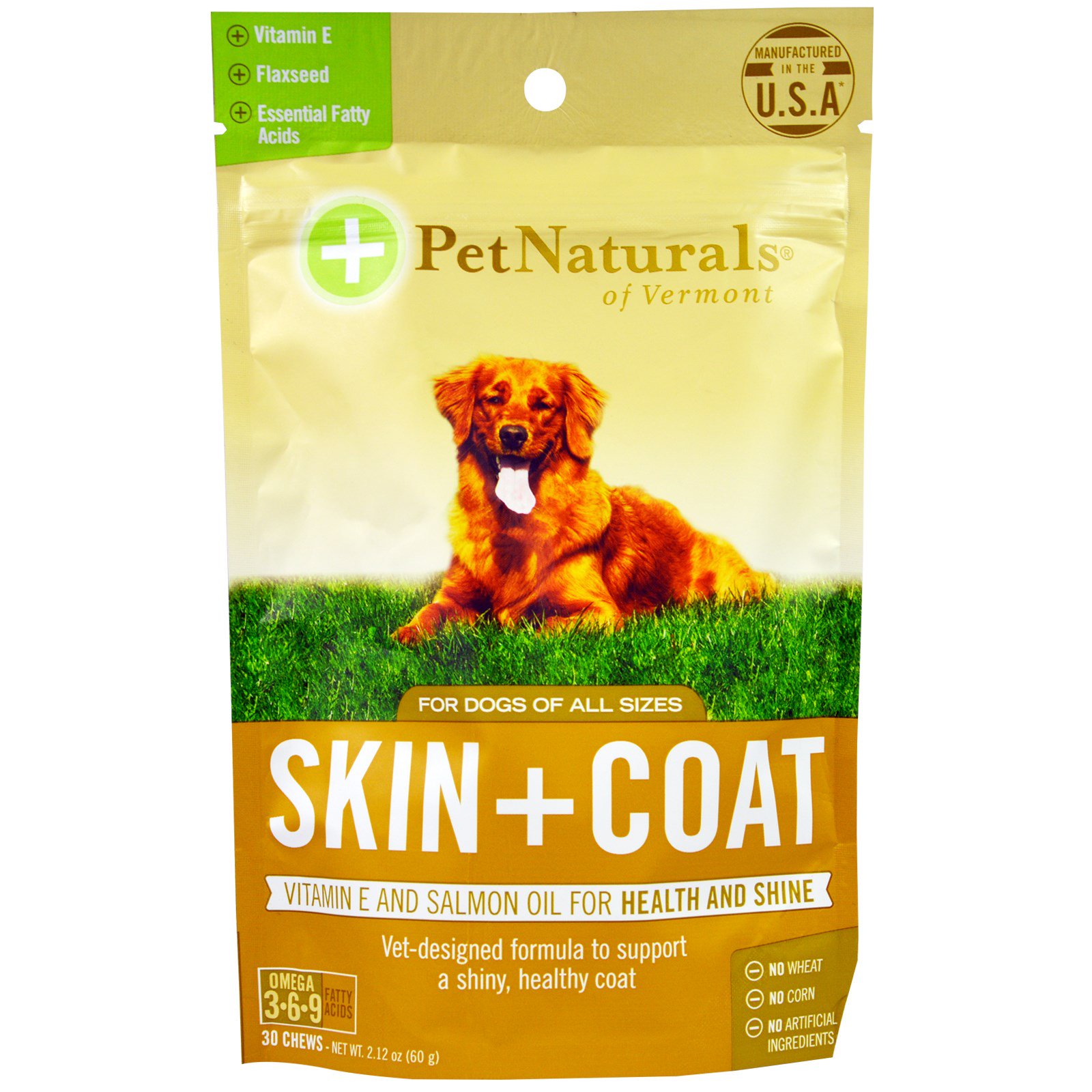 消委會 狗罐頭 營養 Pet Naturals of Vermont, 美毛咀嚼片，適合犬，30片，2.12 oz (60g)
