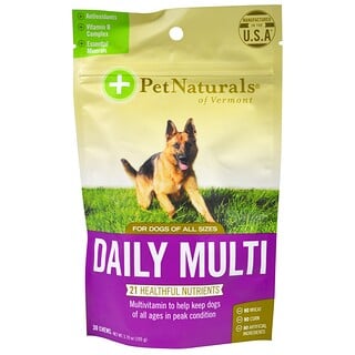 Pet Naturals of Vermont, Multivitamínico Diário, Para Cães, 30 Mastigáveis, 105 g (3,70 oz)