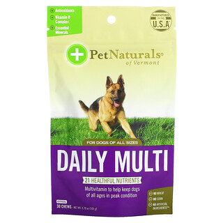 Pet Naturals of Vermont, Daily Multi, For Dogs of All Sizes, Approx. 30 Chews, 3.70 oz (105 g)