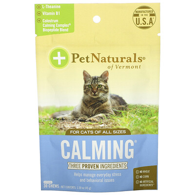 Pet Naturals of Vermont Успокаивающее средство для кошек, 30 жевательных таблеток, 1,59 унции (45 г)