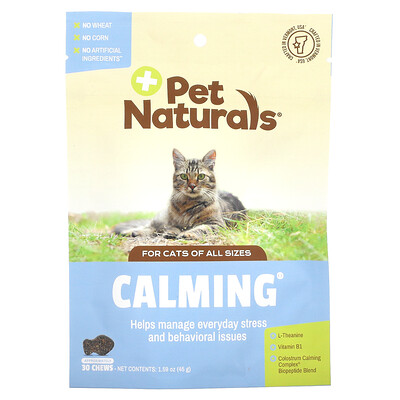 Pet Naturals успокаивающие таблетки для кошек 30 жевательных таблеток 45 г (1 59 унции)