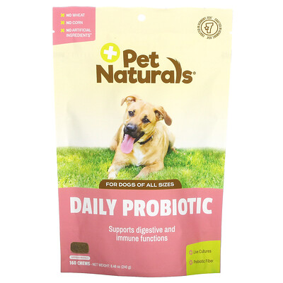 Pet Naturals пробиотик для ежедневного приема, для собак, около 160 жевательных таблеток, 240 г (8,48 унции)