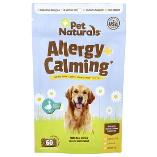 Pet Naturals, Allergy + Calming®, För alla hundar, Anka, 60 tuggtabletter, 90 g