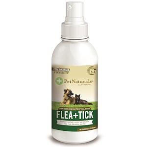 Отзывы о Пэт Нэчуралс оф Вермонт, Flea + Tick Spray, For Dogs and Cats of All Sizes, 8 oz (236 ml)