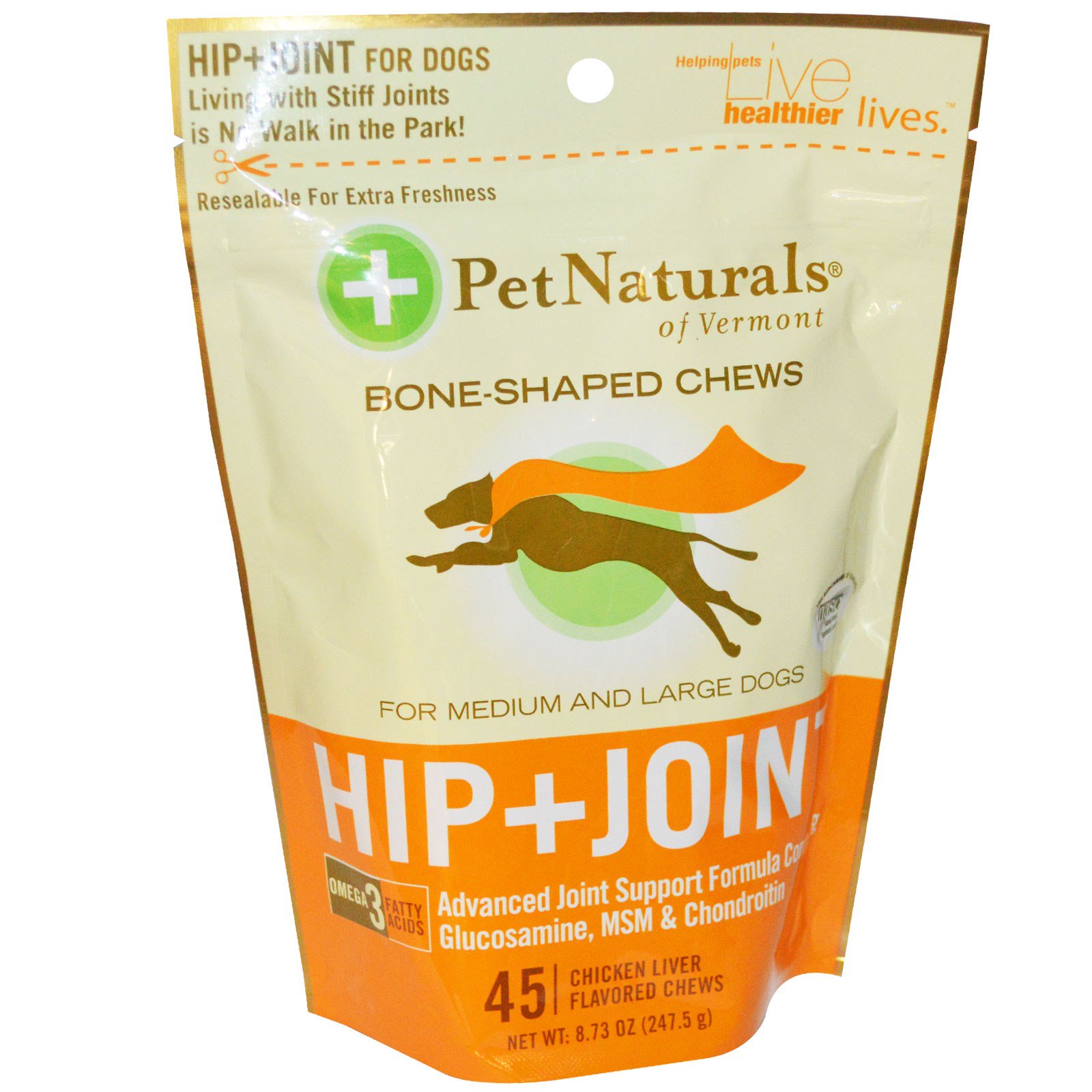 Pet Naturals of Vermont, Hip + Joint, For Medium and Large Dogs, 45