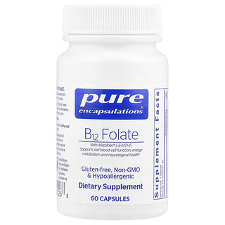 Pure Encapsulations, Vitamina B12, Folato, 60 cápsulas