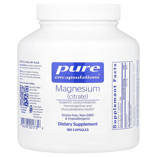 Pure Encapsulations, магний (цитрат), 180 капсул (150 мг в 1 капсуле)