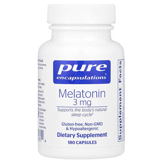 Pure Encapsulations, Melatonina, 3 mg, 180 Cápsulas