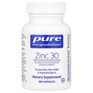 Pure Encapsulations, Цинк 30, 180 капсул (30 мг в капсуле)