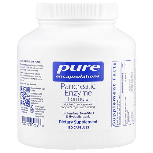 Pure Encapsulations, Pancreatic Enzyme Formula, 180 Capsules (500 mg per Capsule)