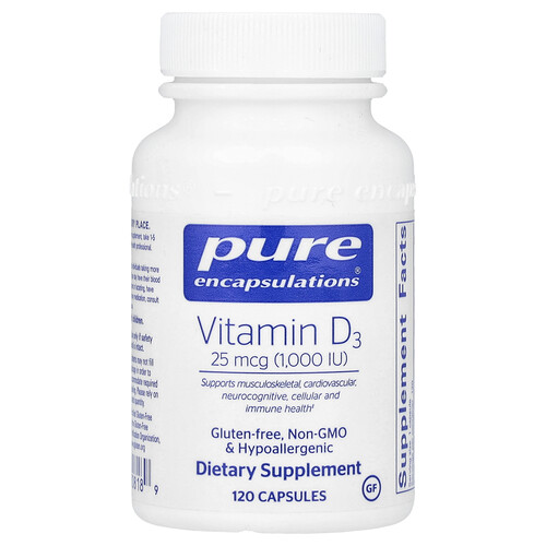 Photos - Vitamins & Minerals Pure Encapsulations , Vitamin D3, 25 mcg , 120 Capsules PES-00818 (1,000 IU)