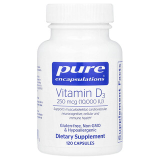 Pure Encapsulations, ビタミンD3、250mcg（10,000 IU）、120粒