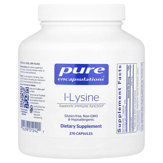 Pure Encapsulations, L-Lizin, 270 Kapsül (Kapsül başına 500 mg)