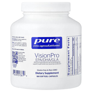 Pure Encapsulations (퓨어 엔캡슐레이션스), VisionPro EPA DHA GLA, 180 Softgel Capsules