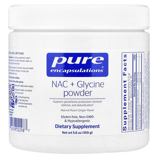 Pure Encapsulations, NAC + Glycine Powder, Natural Peach Ginger, 159 g (5.6 oz)