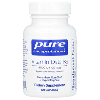 Pure Encapsulations, Витамины D3 и K2, 120 капсул