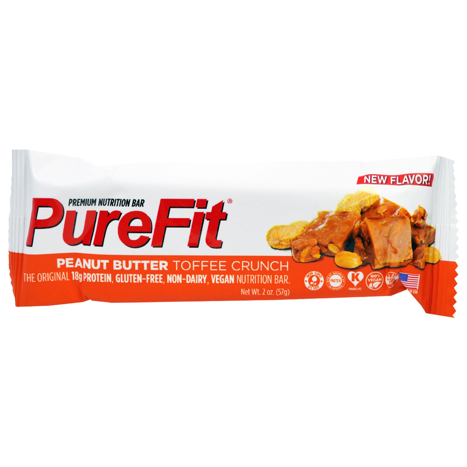 Purefit Bars プレミアム栄養バー ピーナッツバター トフィークランチ 15本 2オンス 57 G Iherb