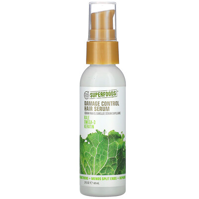 Petal Fresh SuperFoods, Damage Control Hair Serum, Kale, Omega 3 & Keratin, 2 fl oz (60 ml)