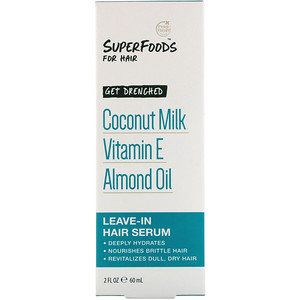 Отзывы о Пэтал Фрэш, Pure, SuperFoods for Hair, Get Drenched Leave-In Hair Serum, Coconut Milk, Vitamin E & Almond Oil, 2 fl oz (60 ml)