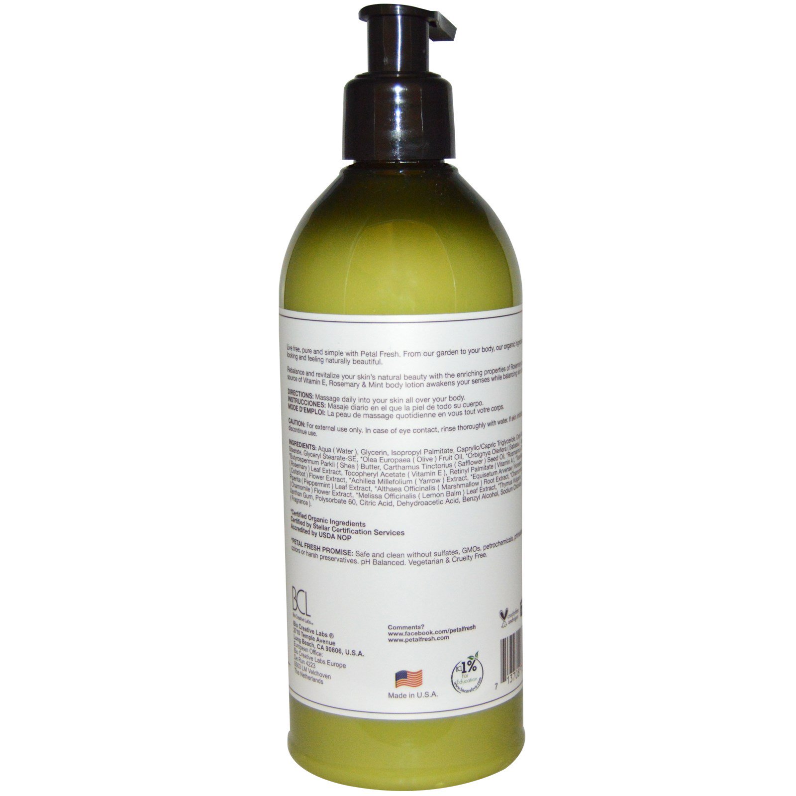 Petal Fresh, Organics Rebalancing, Hand & Body Lotion, Rosemary & Mint