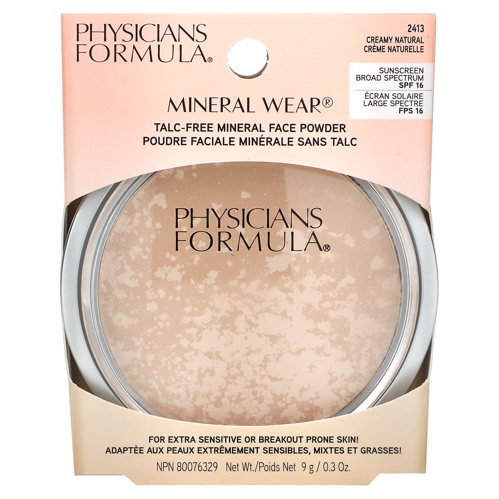Physicians Formula, Mineral Wear, Face Powder, SPF 16, Creamy Natural, 0.3 oz (9 g)