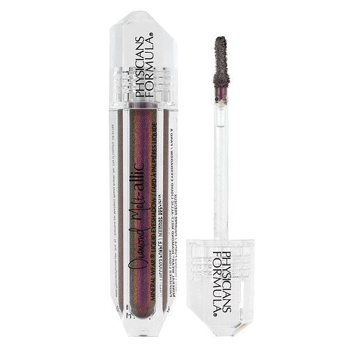 Physicians Formula, Mineral Wear, Diamond Melt-allic Liquid Eyeshadow, flüssiger Diamond Melt-Allic-Lidschatten, 1712259 Precious Purple, 2,8 ml (0,09 fl. oz.)