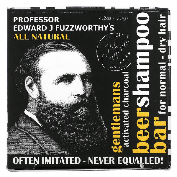 Professor Fuzzworthy's‏, Gentlemans Beer Shampoo Bar, Activated Charcoal, For Normal - Dry Hair, Minty Rosemary, 4.2 oz (120 g)
