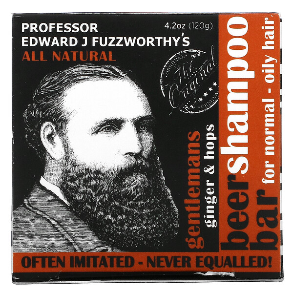 Professor Fuzzworthy's, Gentlemans Beer Shampoo Bar, For Normal - Oil Hair, Ginger & Hops, 4.2 oz (120 g)