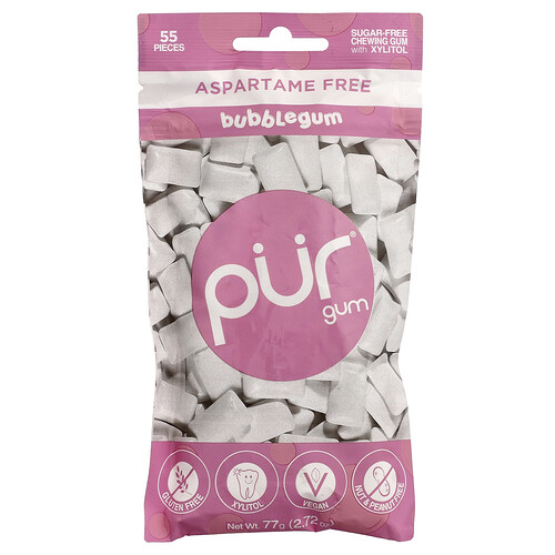 The Pur Company Sugar Free Chewing Gum, Bubblegum, 55 Pieces, 2.72 oz (77 g)