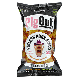 Pigout, Pigless Pork Rinds, Texas BBQ, 3.5 oz (99.22 g)