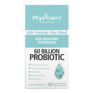 Physician's Choice, 60 миллиардов пробиотиков, 30 растительных капсул с отсроченным высвобождением