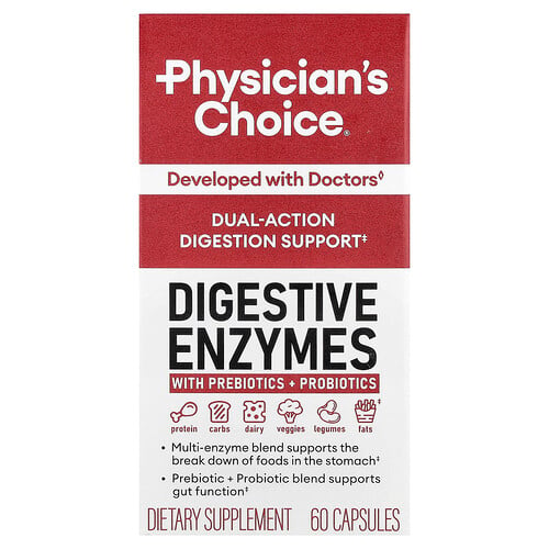 Physician's Choice Digestive Enzymes With Prebiotic + Probiotics, 60 Capsules
